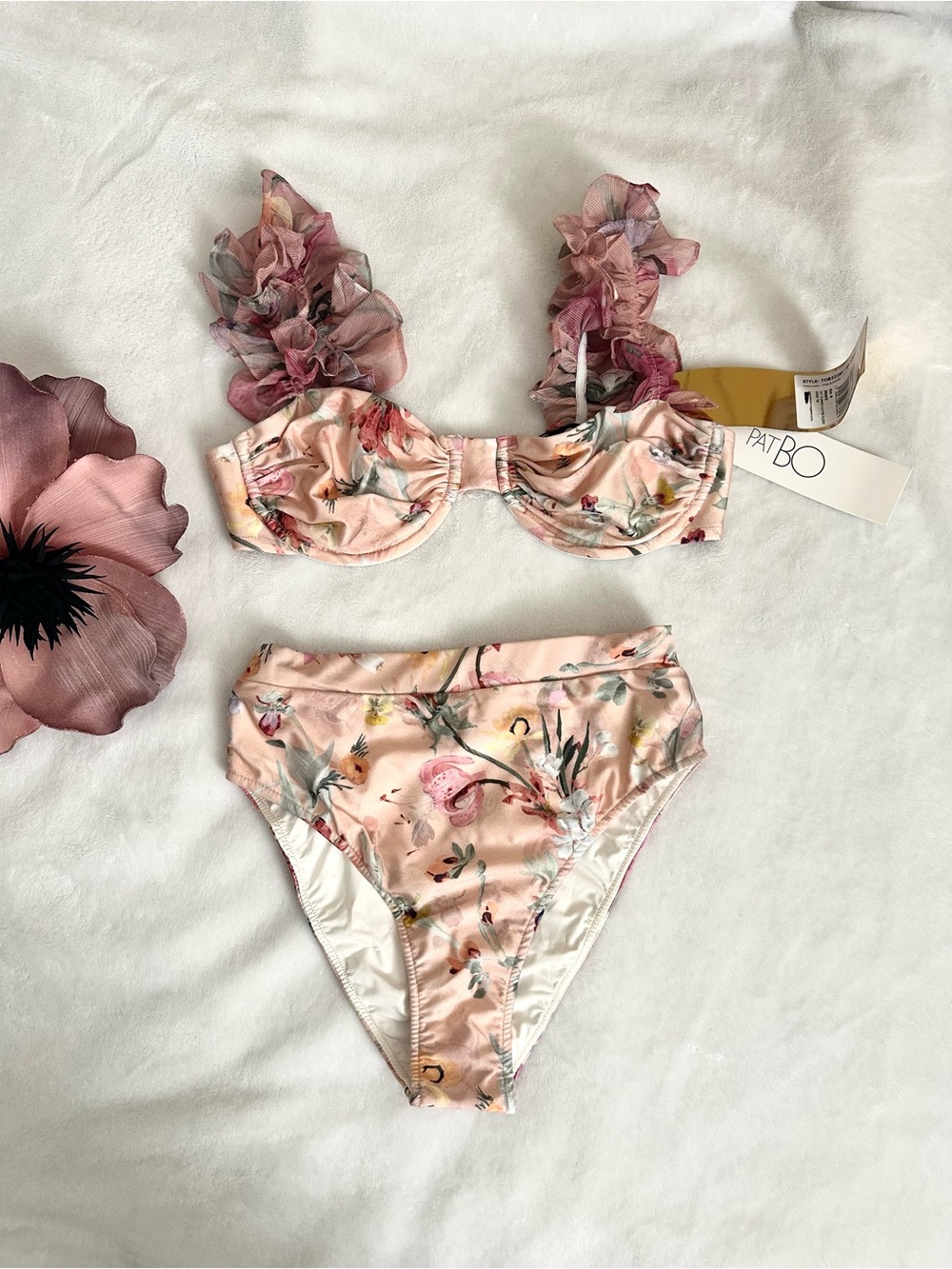 PatBo Lily Flower Ruffled Bikini Set NWT